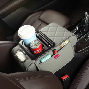 Car Armrest Storage Box with Tissue & Cup Holder
