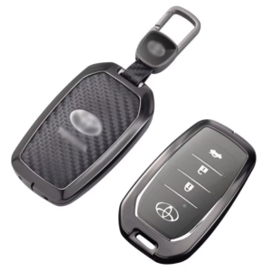 Luxury Metal & Leather Car Key Case: Ultimate Protection for Your Toyota Remote!