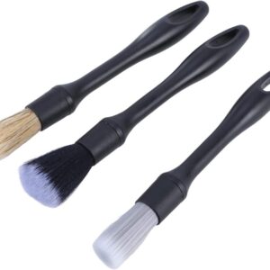 Premium 3Pcs Car Detailing Brush Set with different bristle types for interior and exterior car cleaning on a white background.